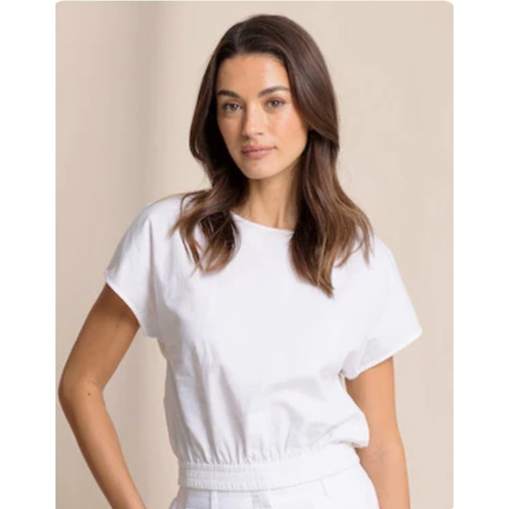 NWT Southern Tide Womens Classis White Short Sleeve Comfy Jaclyn Top Size M $98